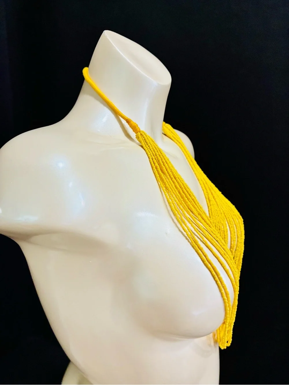 Bright Yellow Multi-Strand Beaded Necklace - Contemporary Women’s Jewelry